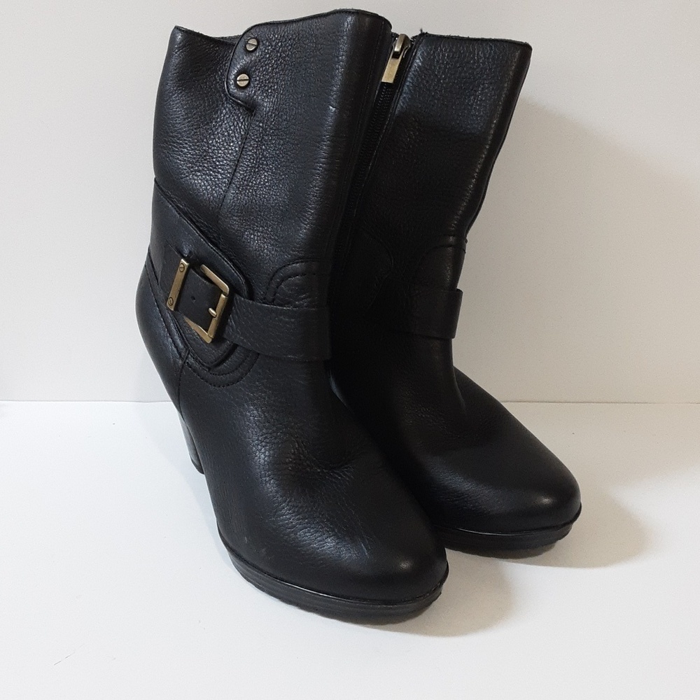 Clarks indigo ankle booties women 9M healed black leather festival rodeo casual - Picture 2 of 14